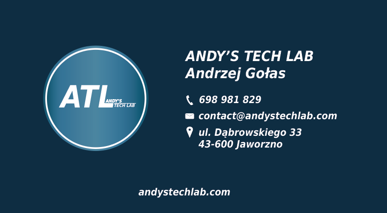 Wizytówka Andy’s Tech Lab